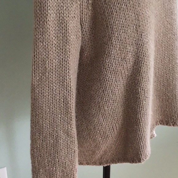 J.Jill XL Creamy Tan & Gold Detail Threaded Cowl Neck Sweater - Picture 5 of 8
